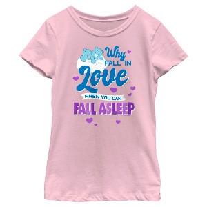 Girl's Care Bears Valentine's Day Bedtime Bear Why Fall in Love T-Shirt - 1 of 4