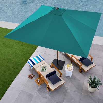 Cerulean Square Solar LED Lighted Patio Umbrella with Metal Pole