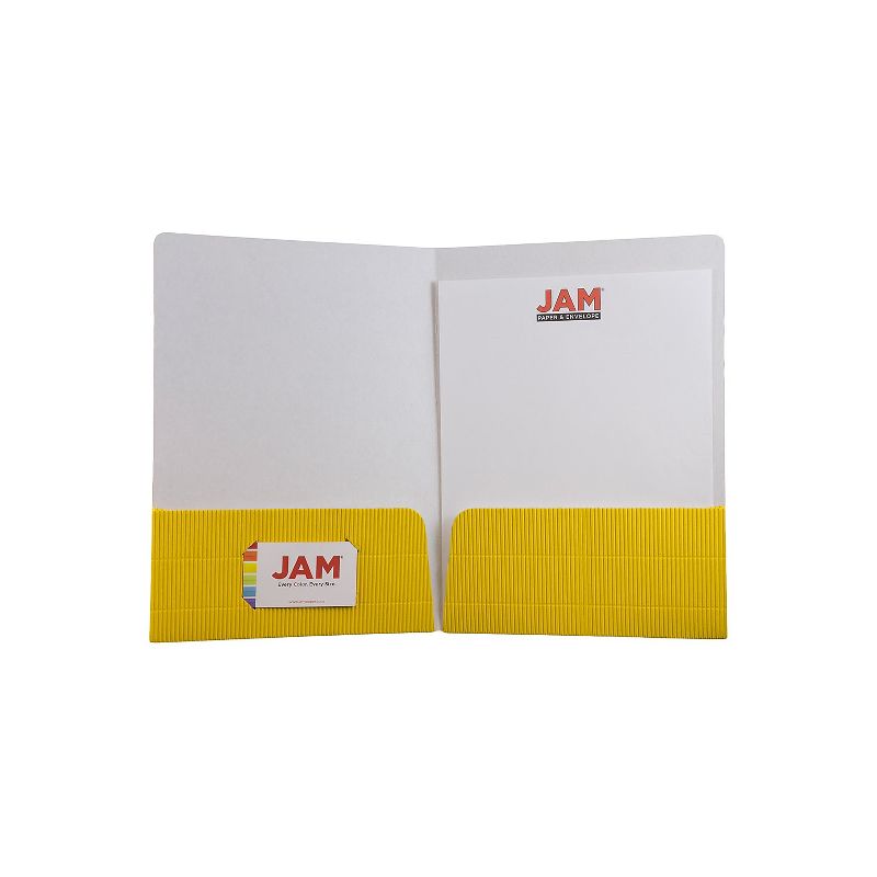 JAM Paper Corrugated Two-Pocket Fluted Folders Yellow 87499D, 3 of 4