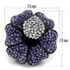 Slickblue IP Black Women’s Ring, Synthetic Crystal in Tanzanite, Clear Cluster Center, Floral Design, Sizes 5-10 - 2 of 4