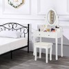 VINGLI Vanity Desk with Touch LED Light Strip and Stool, Makeup Table with 4 Drawer and 2 Storage Shelves, for Bedroom - 2 of 4