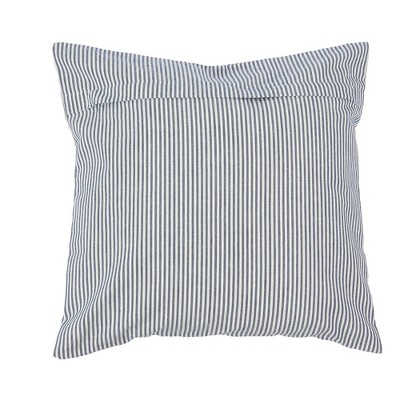 Set of 4 Navy and Off-White Cotton Euro Pillow Covers
