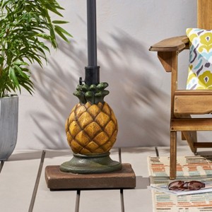 Okak Novetly Umbrella Stand with Pineapple Shape Base, Patio Umbrella Base with Adjustable Knob, Outdoor Umbrella Stand for Garden, Yellow - 1 of 4