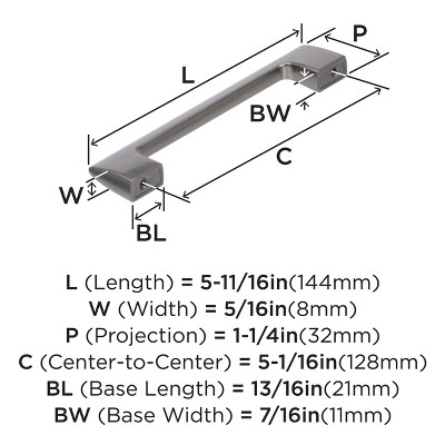 Graphite Polished Chrome 5-1/16" Industrial Bar Pull