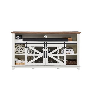 OKD 60" Farmhouse TV Stand w/Sliding Barn Door & Adjustable helves - 1 of 4