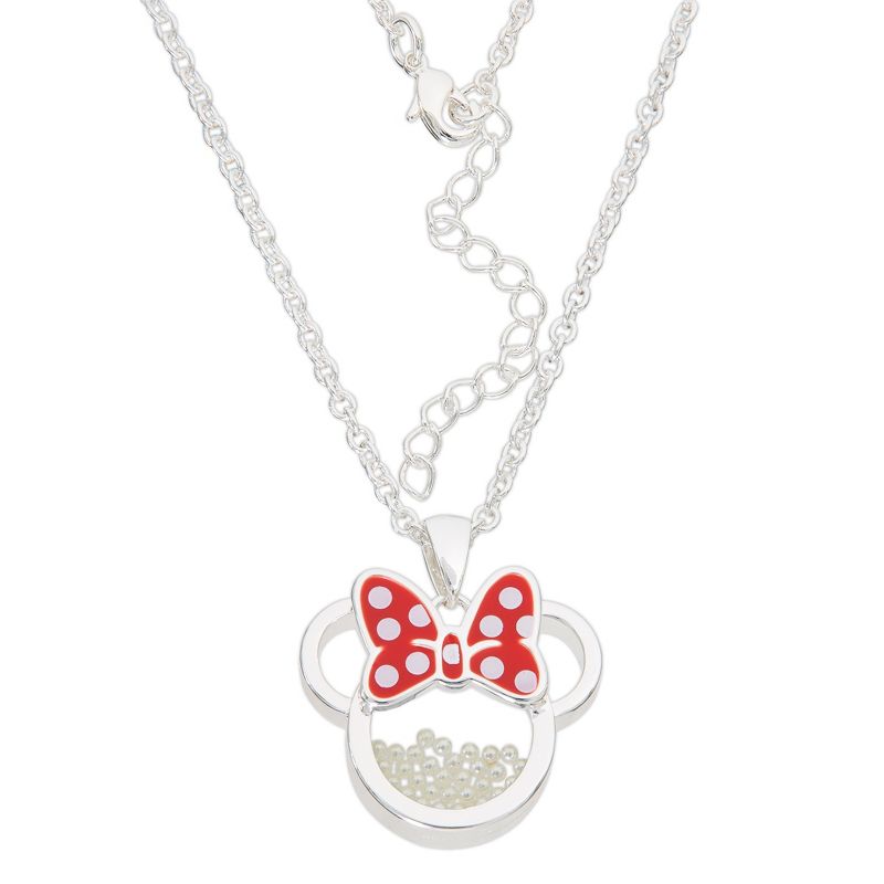 Disney Minnie Mouse Womens Silver Plated Birthstone Shaker Necklace, 18+2", 3 of 5