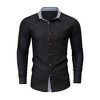 Coolmee Men's Long Sleeve Casual Button Down Shirts Untucked Shirts Plaid Collar Vintage Denim Shirt - 2 of 3