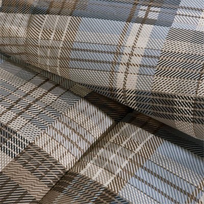 Twin Brown Plaid Down Alternative Microfiber Comforter Set