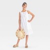 Girls' Sleeveless Woven Eyelet Midi Dress - Cat & Jack™ White - 3 of 3
