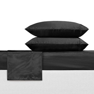 Satin Solid Sheet Set Black - Betseyville - 1 of 4