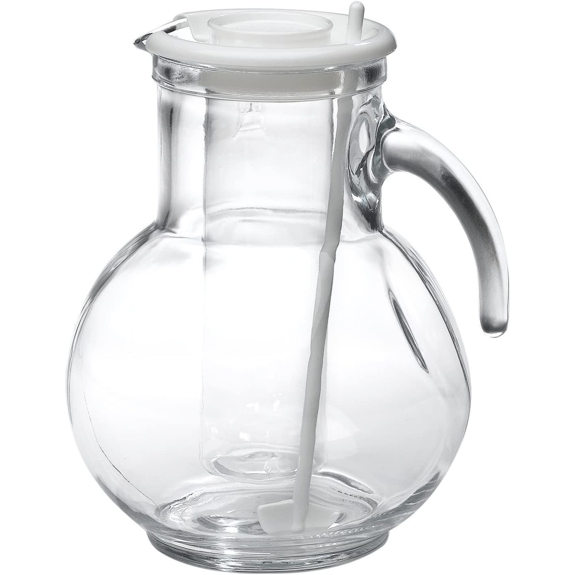 Bormioli Rocco Kufra Jug with White Lid - 72.75 Oz Glass Beverage Pitcher for Water, Juice & Iced Tea - Italian Server - Dishwasher Safe, Lead-Free