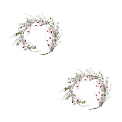 Melrose Snowy Flocked Twig Pine Garland (Set of 2)