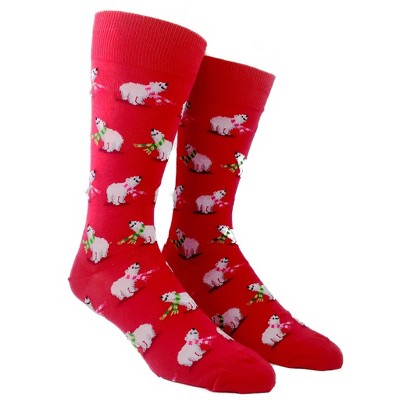 Polar Bear Festive Holiday Socks (Men's Sizes Adult Large) from the Sock Panda