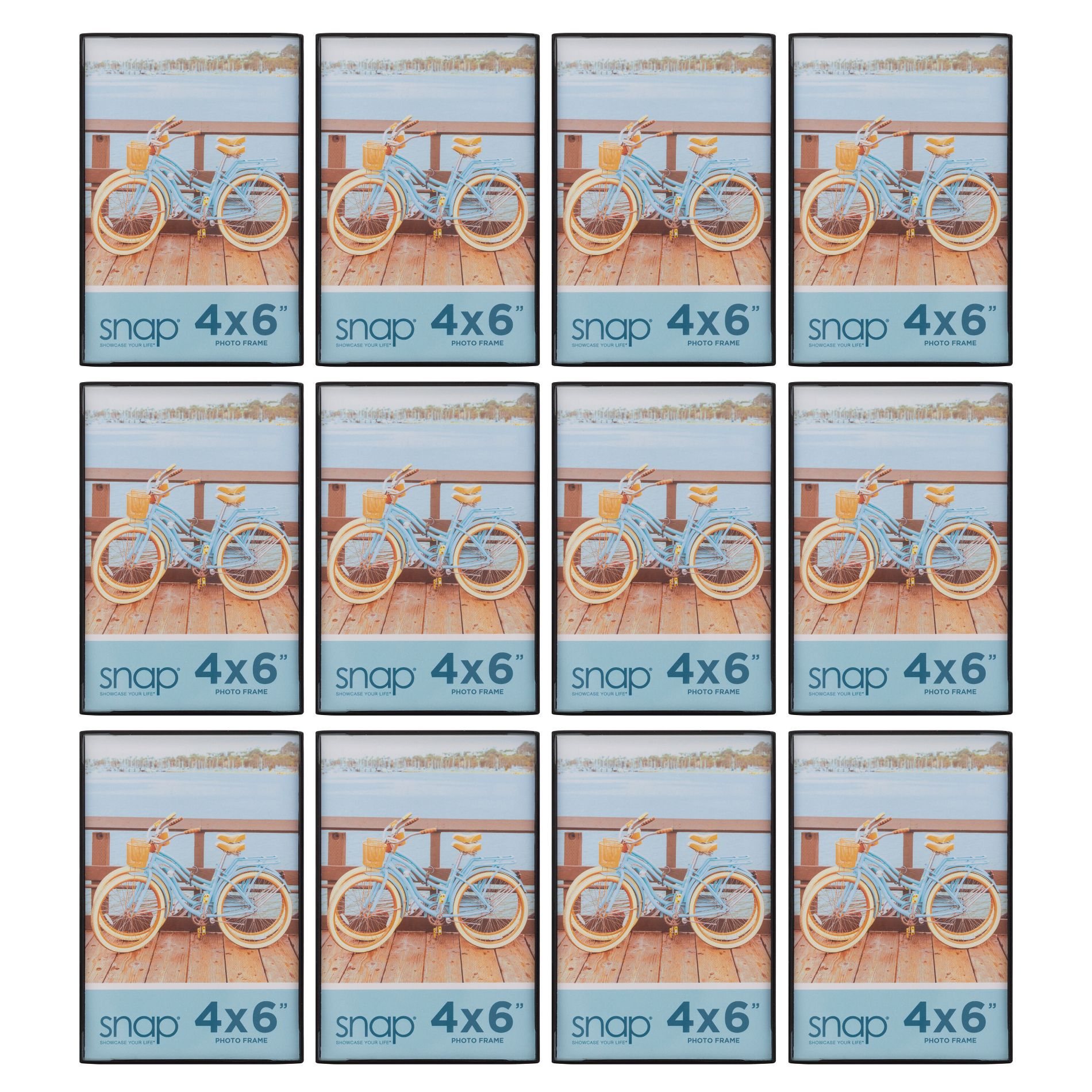 SNAP (Set of 12) 4"x6" Front Load Frames Black