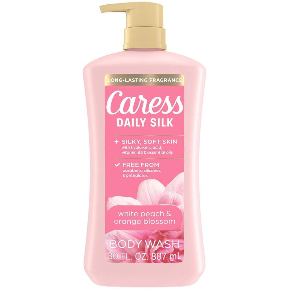 Photos - Shower Gel Caress Body Wash for Women Daily Silk White Peach & Orange Blossom - 30 fl oz