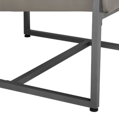 Mushroom Gray Leather and Metal Accent Chair