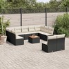 vidaXL Patio Sofa Set with Cushions Outdoor Furniture 12 Piece Poly Rattan - Black and Cream - 2 of 4
