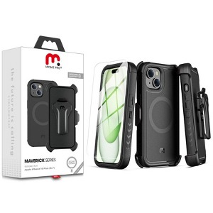 MyBat Pro Maverick Series MagSafe Case w/ Holster and Tempered Glass for Apple iPhone 15 Plus (6.7) - Army Green - 1 of 4