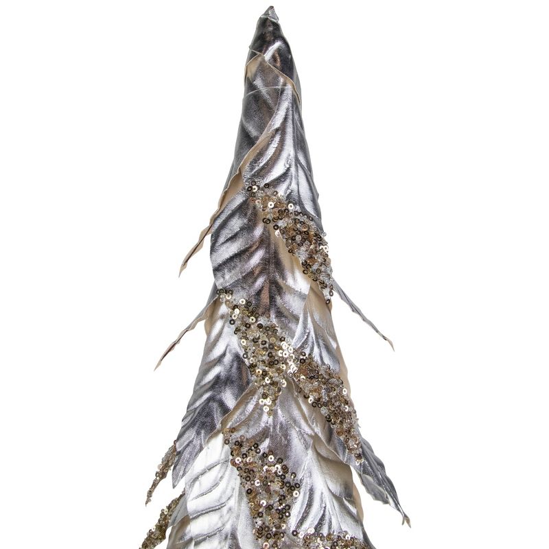 Northlight 2.17 FT Platinum and Champagne Sequins Table-Top Layered Christmas Cone Tree, 3 of 6