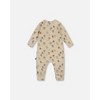 Deux par Deux Boy Organic Cotton Zipped Romper Beige Tree Print - 2 of 4
