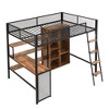 YOOCOZZ Full Size Metal Loft bed with Built-in Desk, Wardrobeand Shelves - Black - 4 of 4