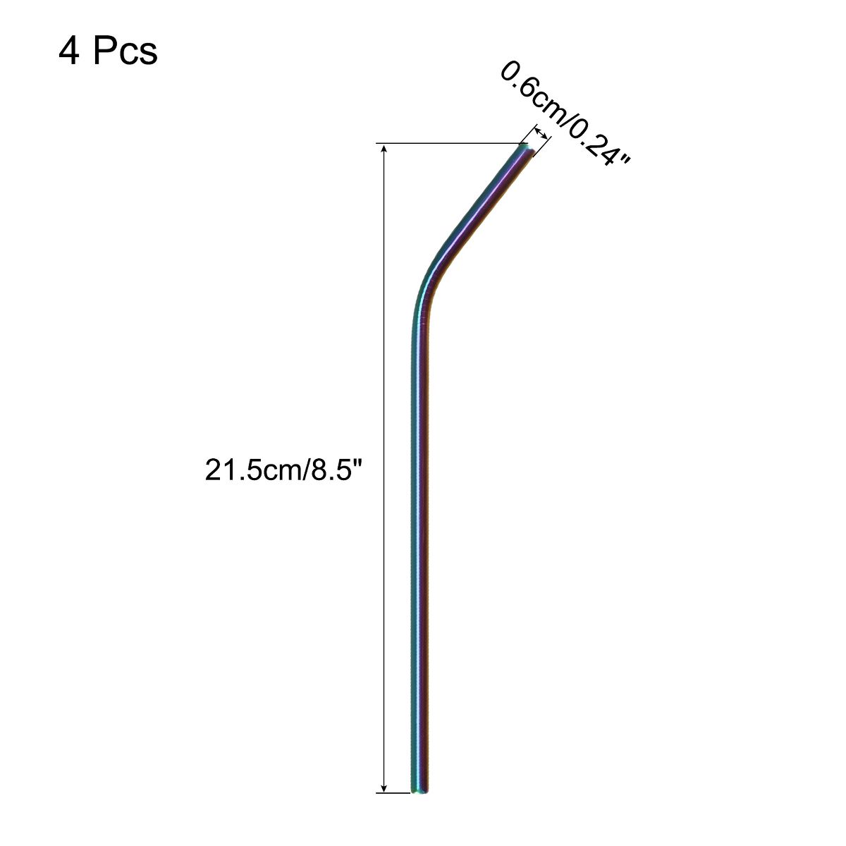 Unique Bargains Smooth Large Cocktail Juice Reusable Metal Straw 4 Pcs - thumbnail 7