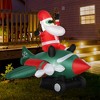 HOMCOM 7.3 ft Long Christmas Inflatable Santa Claus Flying A Plane with LED Lights, Xmas Blow Up w/ Auto Set-Up for Front Yard - 3 of 4