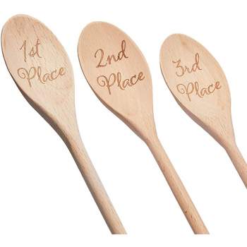 Farmlyn Creek Set of 3 Wooden Serving Spoons for Salad, Cooking, Gifts, 1st, 2nd, 3rd Place, Housewarming Gift, 14 In