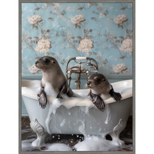 Amanti Art Seal Soak by Niky Rahner Framed Canvas Wall Art - 1 of 4