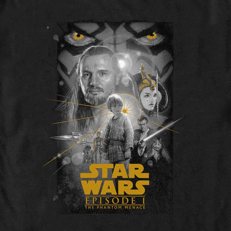 Men's Star Wars: The Phantom Menace Black and White Episode One Poster T-Shirt, 2 of 6