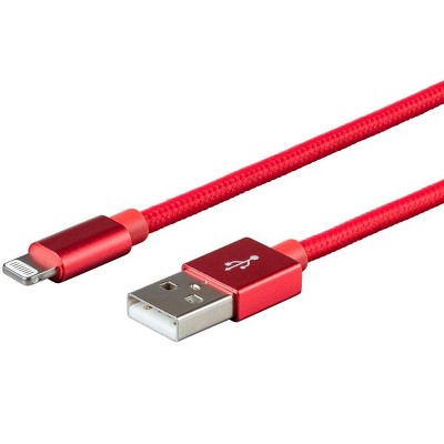 Monoprice Palette Series MFi Certified Lightning to USB Charge & Sync Cable, 3ft Red