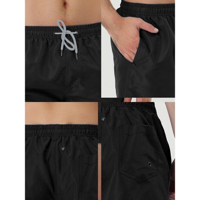 Lars Amadeus Men's Summer Drawstring Waist Solid Color Mesh Lining Swimming Board Shorts Orange 34 — фото 5
