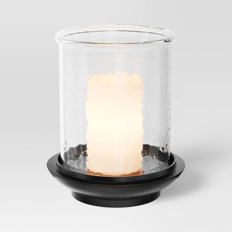 Glass Indoor Outdoor Lantern Candle Holder with Cast Metal Base Black - Threshold™ designed with Studio McGee, 4 of 5