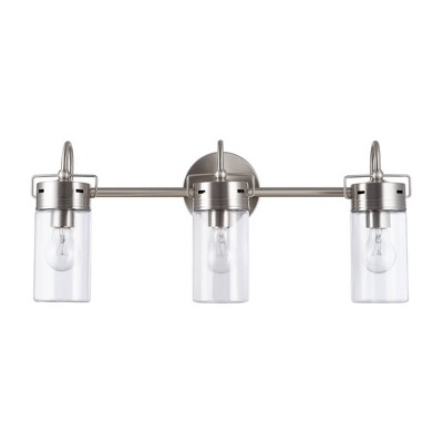 24" 3-Light Cylinder Shape Shade with Vanity Light Brushed Nickel - Cresswell Lighting