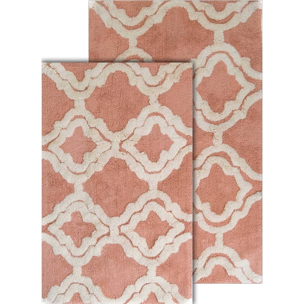Photos - Bath Mat Chesapeake Merchandising 2pc Double Quatrefoil Bath Rug Set Orange : Microfiber, Machine Washable, Non-Slip Backing
