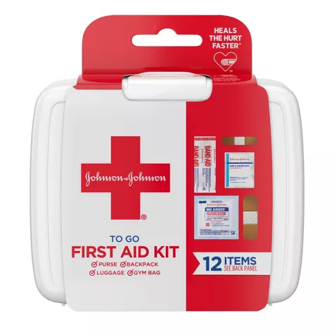 Johnson &#38; Johnson First Aid To Go! Portable Mini Travel Kit - 12pc, image 1 of 14 slides