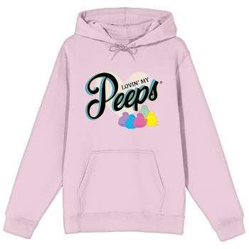 Peeps Lovin' My Peeps Long Sleeve Cradle Pink Men's Hooded Sweatshirt
