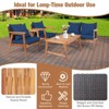 Tangkula 8PCS Patio Rattan Furniture Set Wood Frame Cushioned Sofa with Coffee Table Sectional Conversation Sofa Set for Garden Turquoise/Navy/Brown/Red - 3 of 4