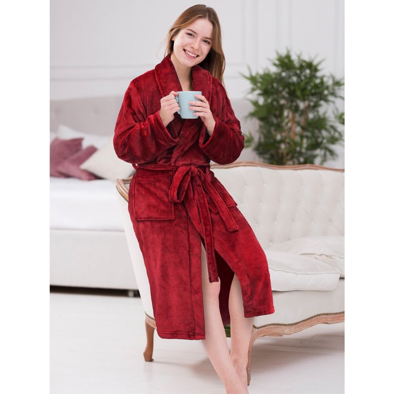 PAVILIA Womens Robe Fleece Plush Soft, Fluffy Fuzzy Cozy Warm Lightweight Bathrobe, Shower Spa House Long Robes for Women, 4 of 8
