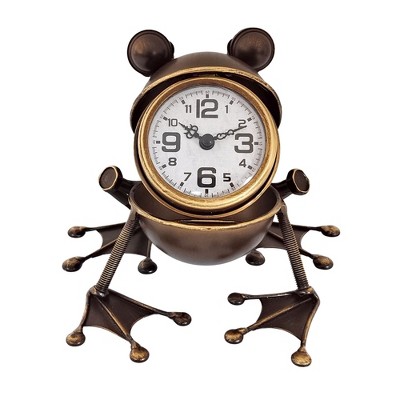 VIP Metal 10.43 in. Multicolor Frog Table Clock