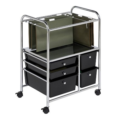 Honey-Can-Do 5 Drawer Rolling File Cart Black