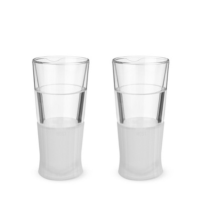 Clear Double-Walled Glass Beer Freezer Cups, Set of 2