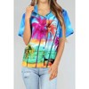 LA LEELA Women's Button Down Blouses Casual Summer Beach Party Short Sleeve Tropical Vacation Button Up Dress Hawaiian Shirts for Women - 3 of 4