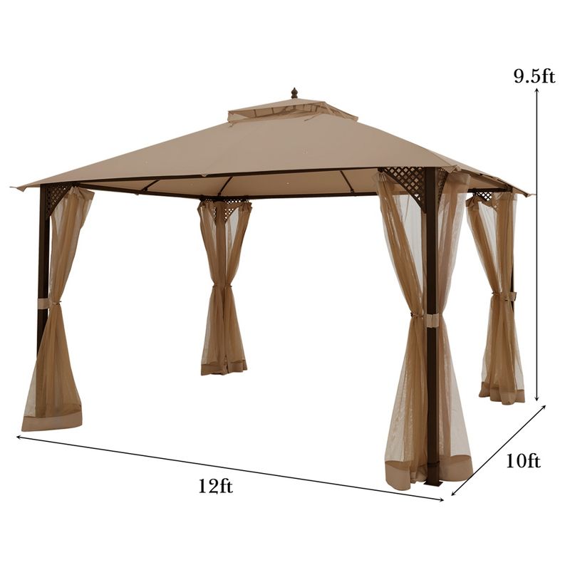 Tangkula 12' x 10' Octagonal Tent Outdoor Gazebo Canopy Shelter with Mosquito Netting, 5 of 6