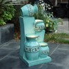 LuxenHome 30" Tall Aqua Blue Outdoor Water Fountain with LED Lights, Cascading Resin Garden Fountain with Ceramic Like Glaze - 2 of 4