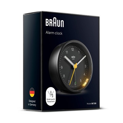 Braun Black Quartz Movement Alarm Clock with Luminous Hands