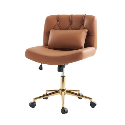 Clive Contemporary Button-Tufted Swivel Tilting Office Chair with Pillow and Metal Feet|HULALA HOME