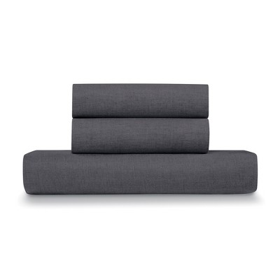 Charcoal Full/Queen Linen Cotton Duvet Cover Set