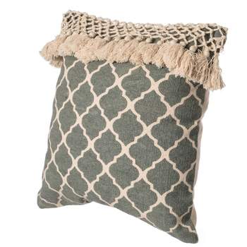 DEERLUX  16" Handwoven Cotton Throw Pillow Cover with Ogee Pattern and Tasseled Top
