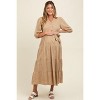 Pinkblush Taupe Floral Jacquard Button Front Tiered Maternity Dress - 3 of 4